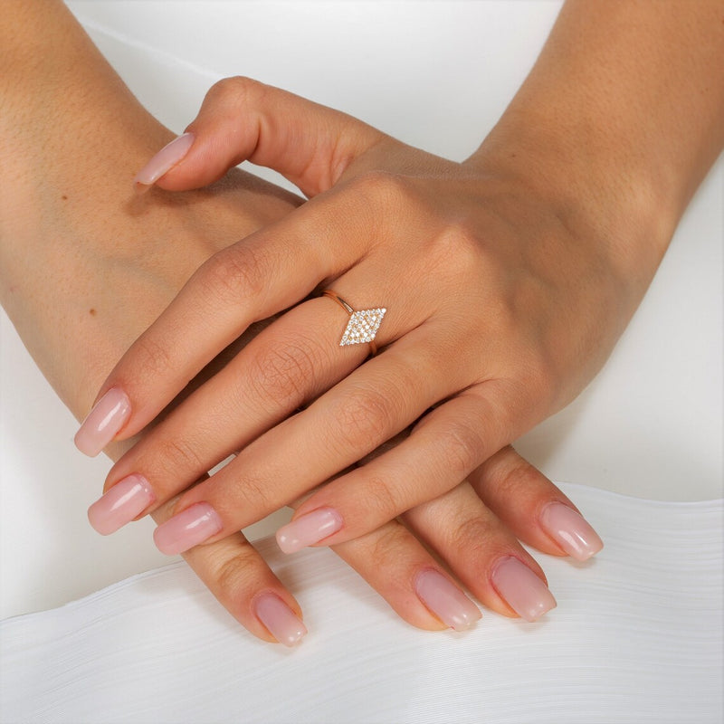 Triangle Shape Ring in Gold with Diamonds