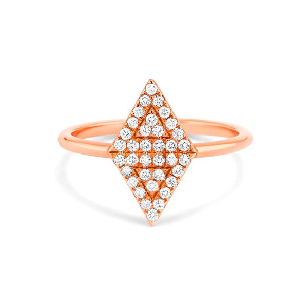 Triangle Shape Ring in Gold with Diamonds