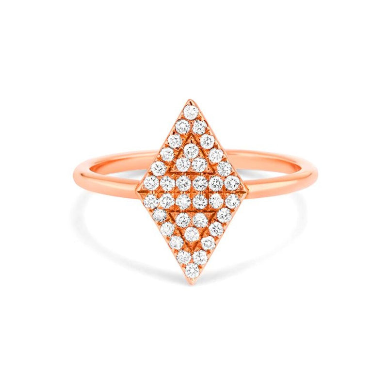 Triangle Shape Ring in Gold with Diamonds