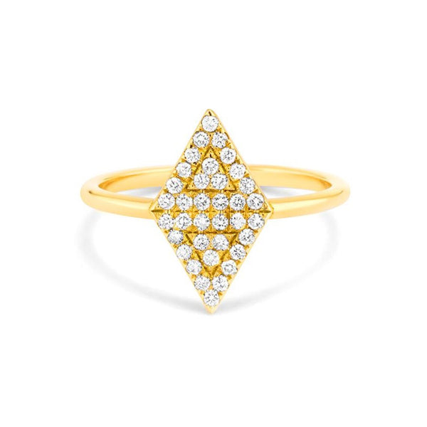 Triangle Shape Ring in Gold with Diamonds